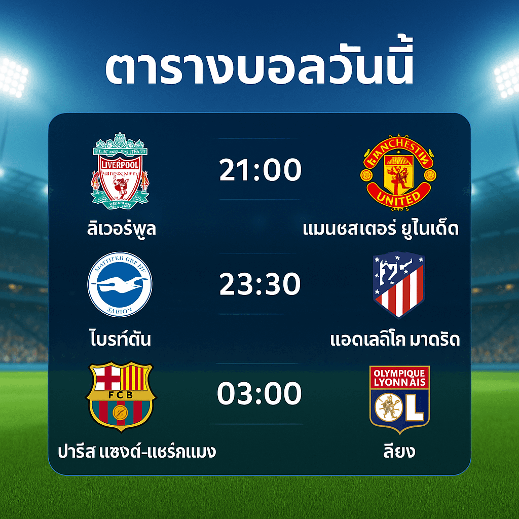 ตารางบอลวันนี้